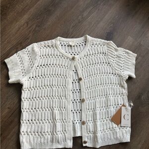 Cyrus Women's White Open-Knit Cardigan